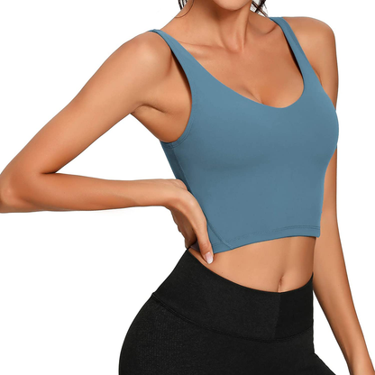 Lemedy Women Sports Bra Longline Crop Tank Top Padded Workout Running Yoga Apparel & Accessories > Clothing > Underwear & Socks > Bras Kylie Max   