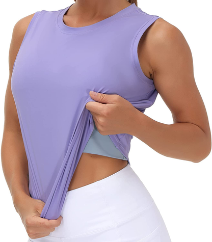 Ice Silk Workout Tops for Women Quick Dry Muscle Gym Running Shirts Sleeveless Flowy Yoga Tank Tops Apparel & Accessories > Clothing > Activewear Kylie Max   