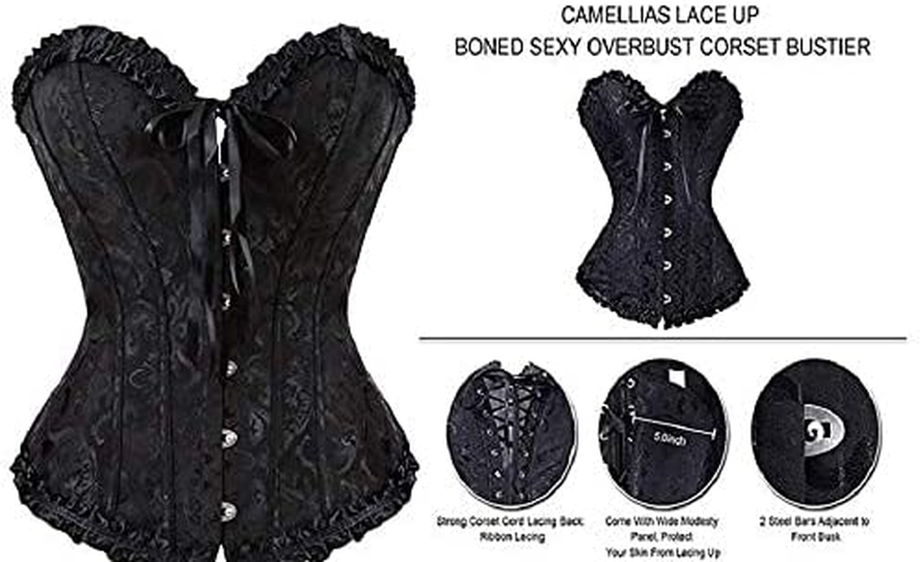 Evababy Women Sexy Floral Boned Corset Overbust Body Shaper Bustier Apparel & Accessories > Clothing > Underwear & Socks > Lingerie EVAbaby   