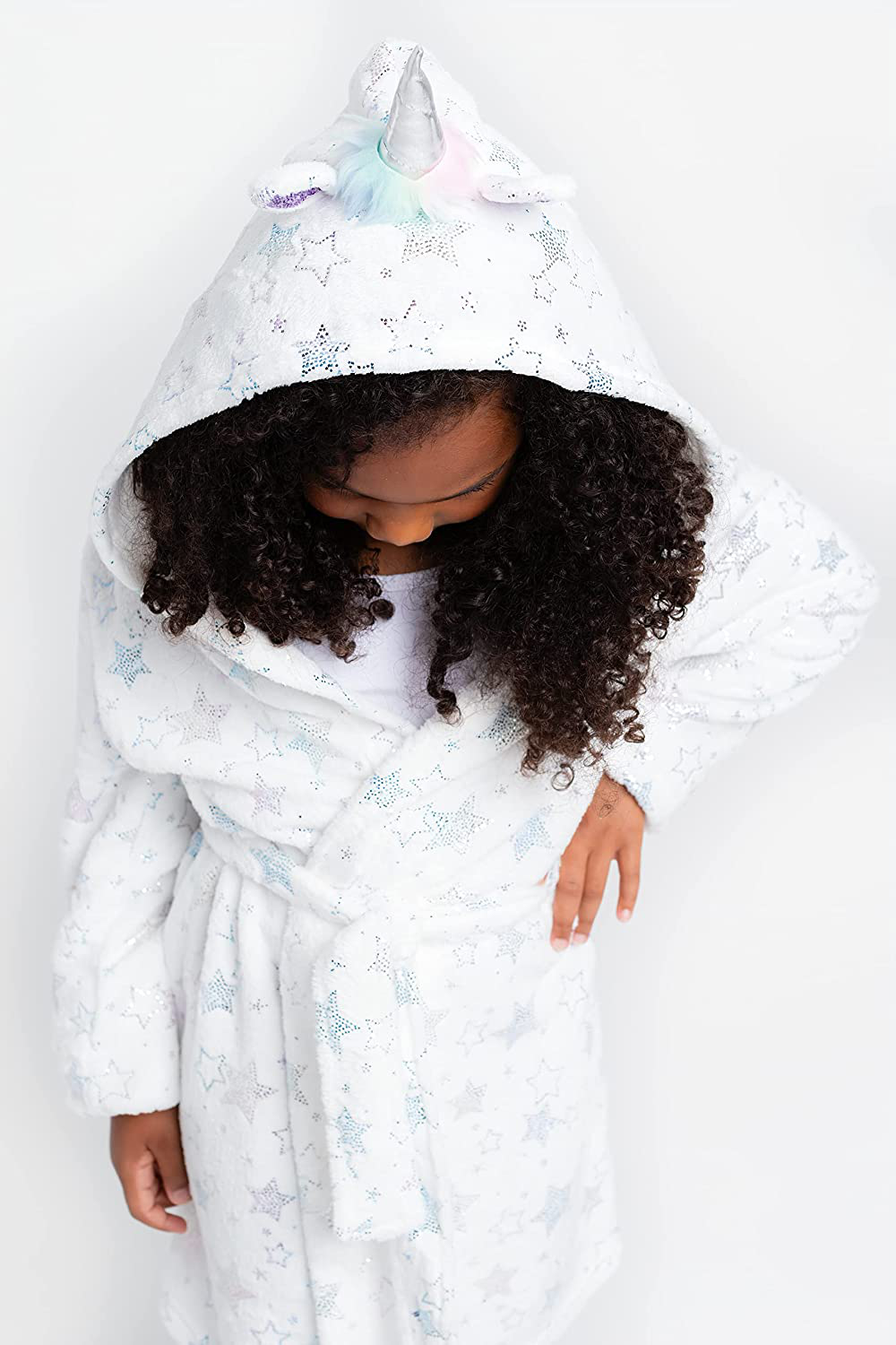 Hooded Terry Robe with Slippers Set for Girls, Unicorn Heart Plush Fleece Robe and Matching Slip-Ons Apparel & Accessories > Clothing > Sleepwear & Loungewear > Robes Kylie Max   