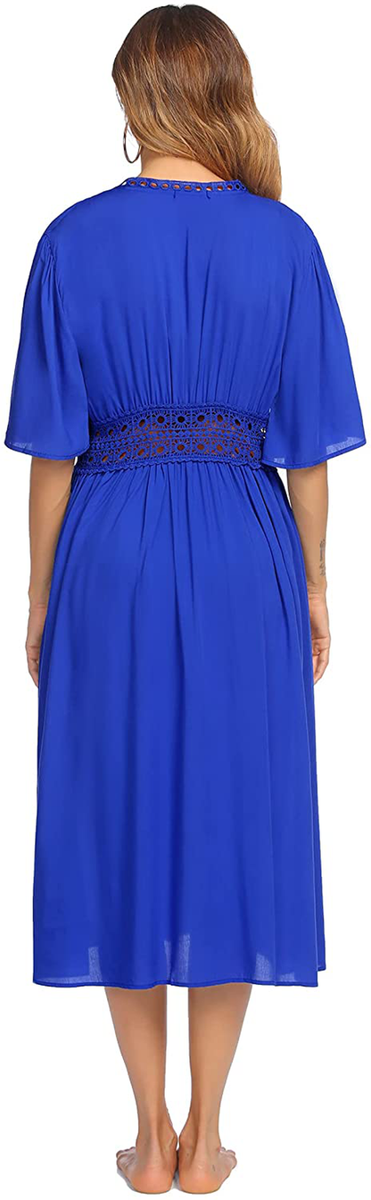 Ekouaer Women'S Swimwear Cover Ups Sexy Open Front Beach Bikini Swimsuit Kimono Cardigan Long Flowy Beachwear Apparel & Accessories > Clothing > Swimwear Kylie Max   