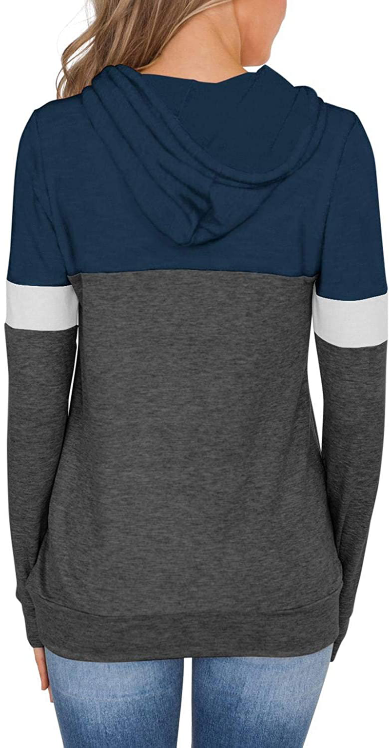 PINKMSTYLE Women'S Casual Color Block Hoodies Tops Long Sleeve Drawstring Pullover Sweatshirts with Pocket(S-Xxl) Apparel & Accessories > Clothing > Activewear Kylie Max   