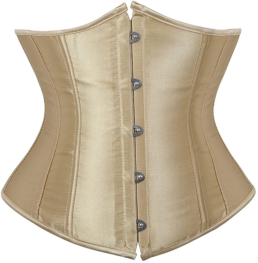 Frawirshau Women'S 9427 Lace up Boned Underbust Waist Trainer Corset Apparel & Accessories > Clothing > Underwear & Socks > Lingerie frawirshau Beige-7055 Waist:40"-41"/6XL 