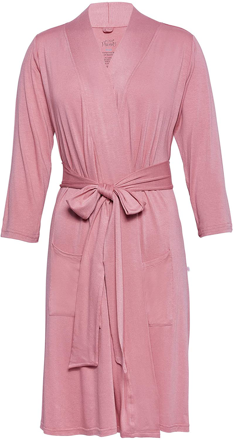 Posh Peanut Mommy Robe for Maternity, Labor Delivery Soft Nursing Lounge Wear, Viscose from Bamboo Apparel & Accessories > Clothing > Sleepwear & Loungewear > Robes Posh Peanut Dusty Rose Small 