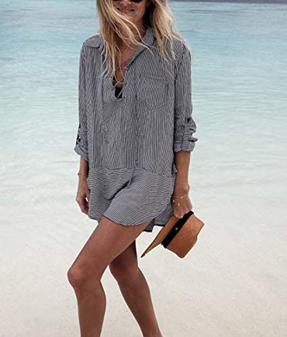 Wander Agio Beach Swimsuit for Women Sleeve Coverups Bikini Cover Up Apparel & Accessories > Clothing > Swimwear Kylie Max   