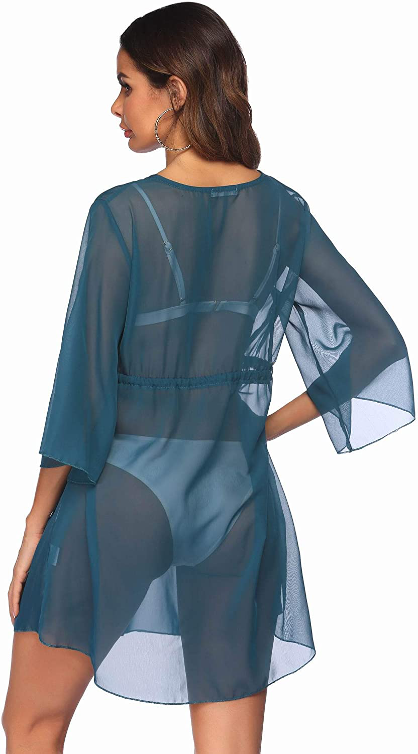 Ekouaer Cover up Women Bathing Suit Coverups Short Swim Cardigan Chiffon Pool Kimino Sheer Bikini Beachdress Apparel & Accessories > Clothing > Swimwear Kylie Max   