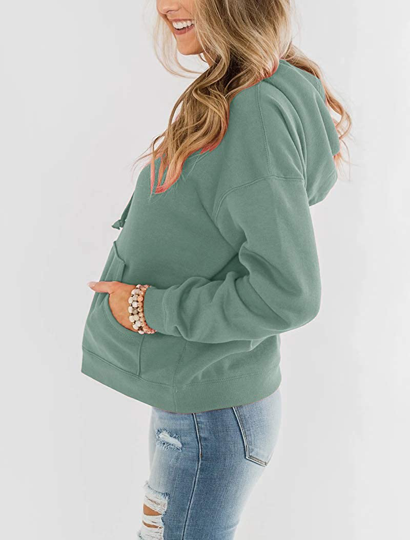 Bingerlily Women'S Casual Hoodies Long Sleeve Solid Lightweight Pullover Tops Loose Sweatshirt with Pocket Apparel & Accessories > Clothing > Activewear Kylie Max   