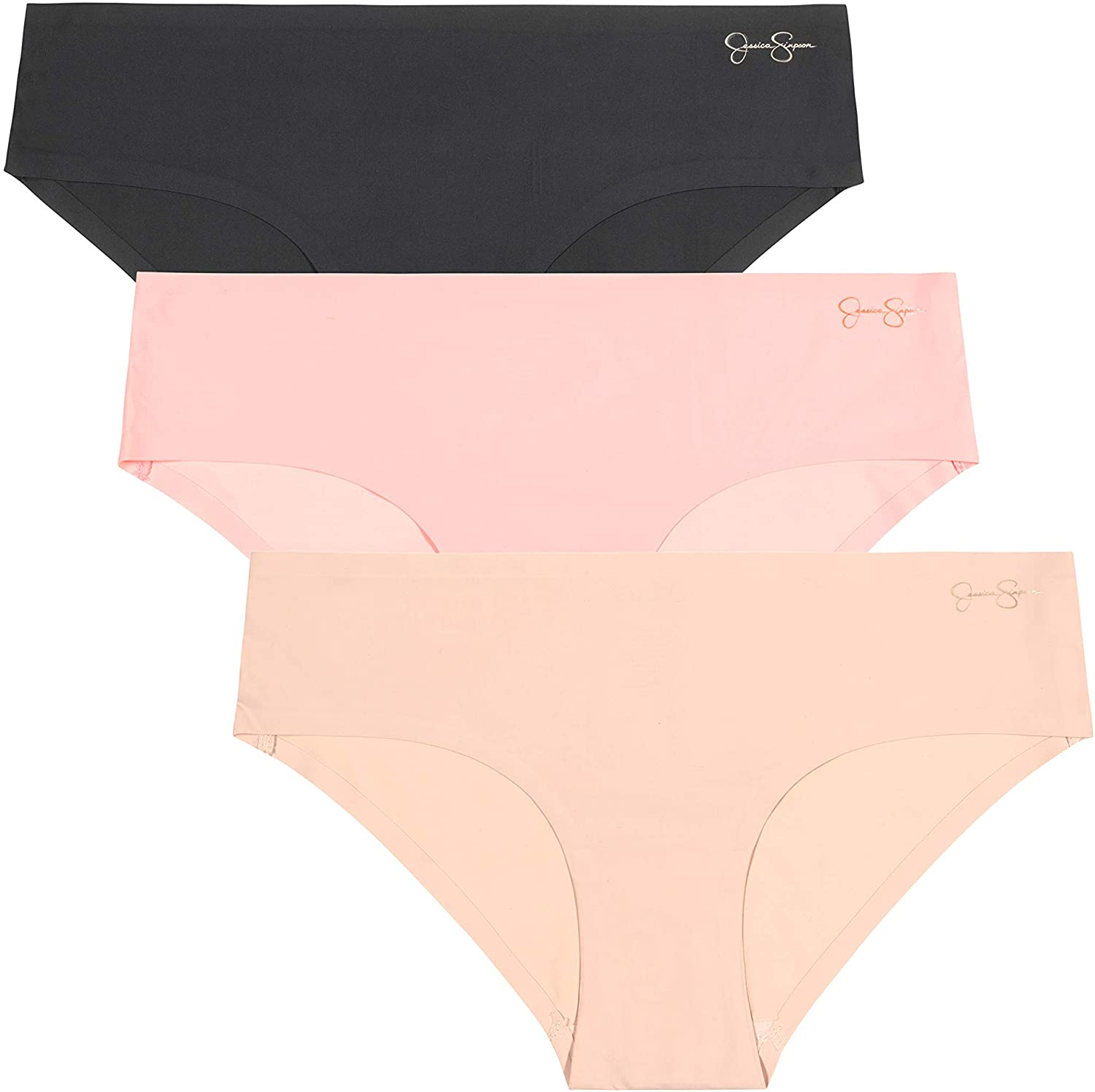 Jessica Simpson Women'S Underwear - Seamless Hipster Briefs (3/5/6 Pack) Apparel & Accessories > Clothing > Underwear & Socks > Underwear Jessica Simpson (3-pack) Rose/Pink/Black Large 