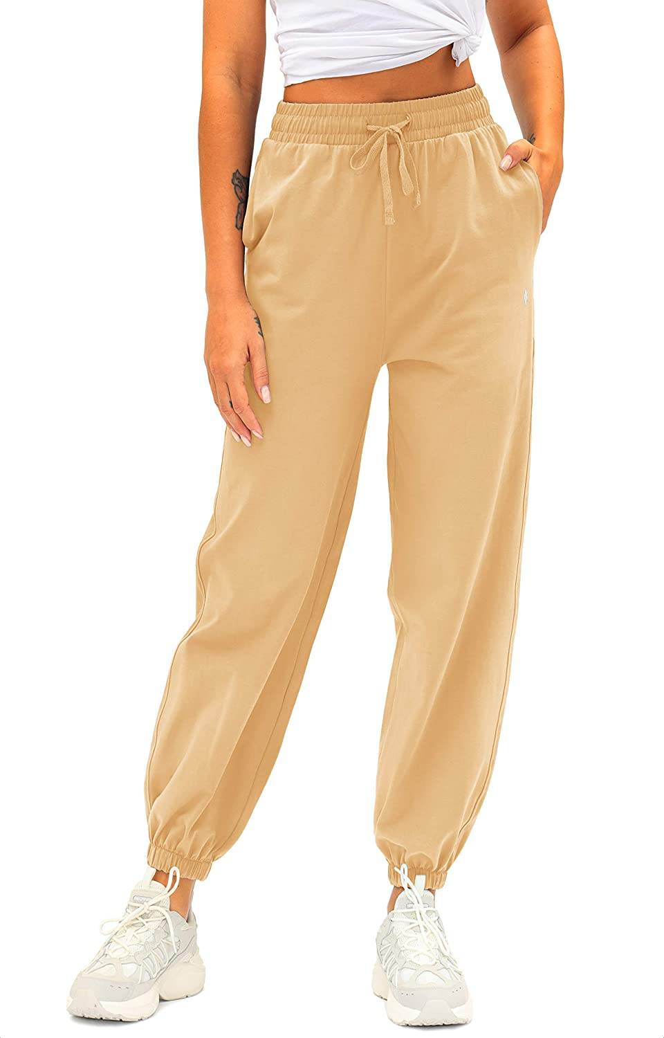 Women'S Cotton Sweatpants High Waisted Pants with Pockets Athletic Fit Joggers for Women Lounge,Jogging Apparel & Accessories > Clothing > Activewear Kylie Max   