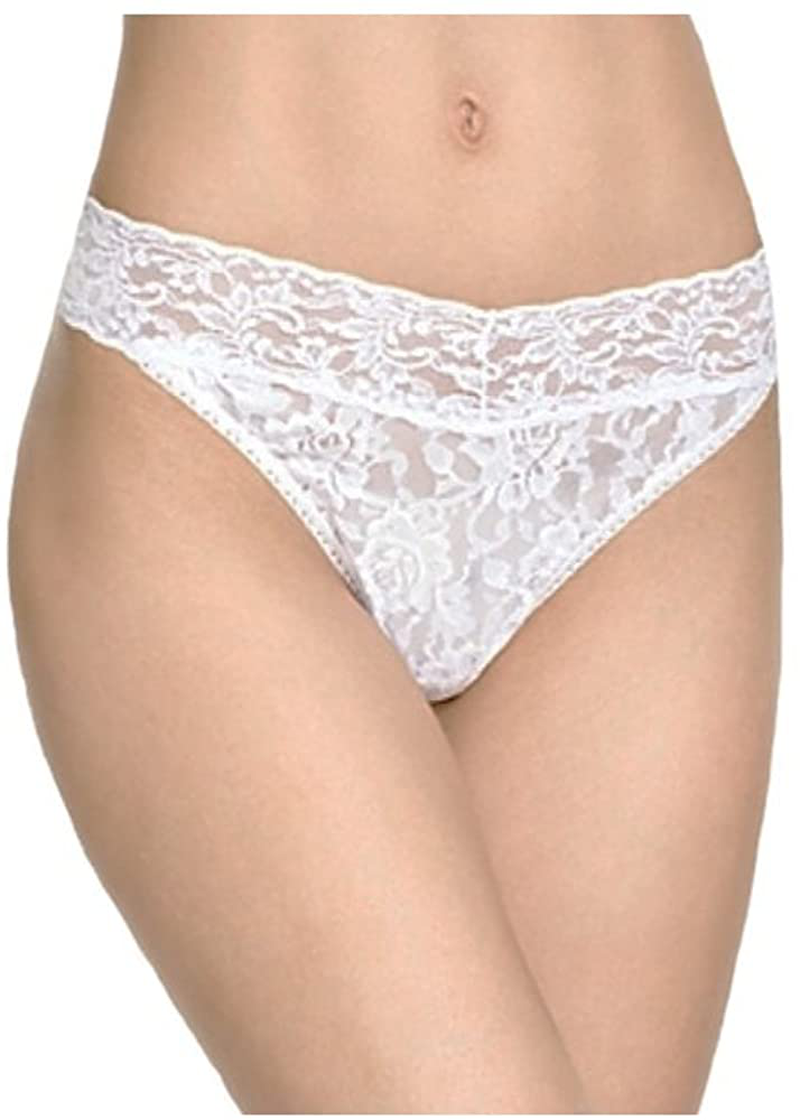 hanky panky, Signature Lace Original Rise Thong, One Size (4-14) Apparel & Accessories > Clothing > Underwear & Socks > Underwear hanky panky White One Size 