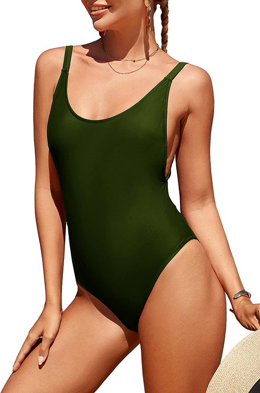 PRETTYGARDEN Women One Piece Swimsuit U Neck Tummy Control Swimwear Slimming Strap Backless Bathing Suit Apparel & Accessories > Clothing > Swimwear Kylie Max   