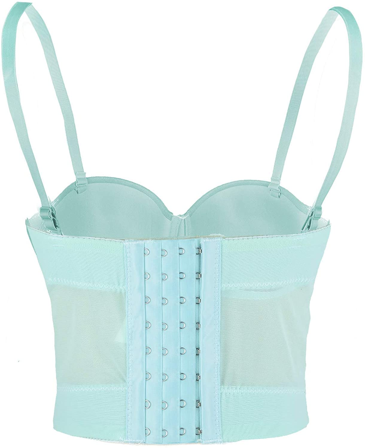 ELLACCI Women'S Mesh Bustier Crop Top Push up Corset Tops Bra Black Apparel & Accessories > Clothing > Underwear & Socks > Lingerie ELLACCI   
