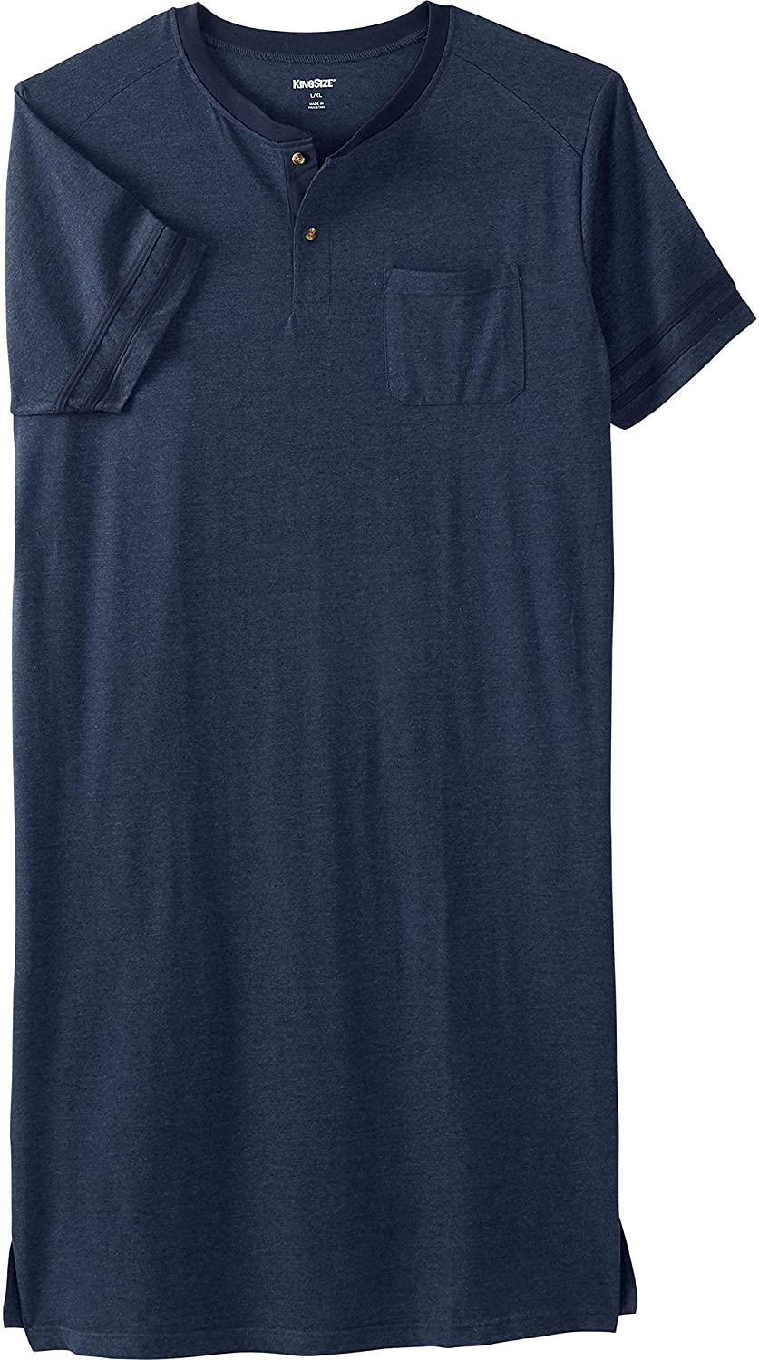 Kingsize Men'S Big & Tall Short-Sleeve Henley Nightshirt Pajamas Apparel & Accessories > Clothing > Sleepwear & Loungewear > Nightgowns Kylie Max   