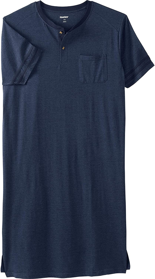 Kingsize Men'S Big & Tall Short-Sleeve Henley Nightshirt Pajamas Apparel & Accessories > Clothing > Sleepwear & Loungewear > Nightgowns Kylie Max   
