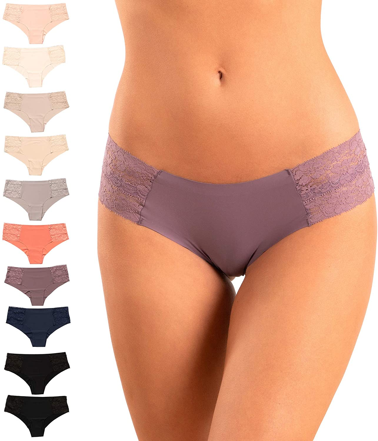 Pretty Sweet Basics Women’S Laser Cut Bikini Cheeky Hipster Panties, Pack of 10 Apparel & Accessories > Clothing > Underwear & Socks > Underwear Pretty Sweet Basics Pretty Sweet Intimates Pastel Colors Large 