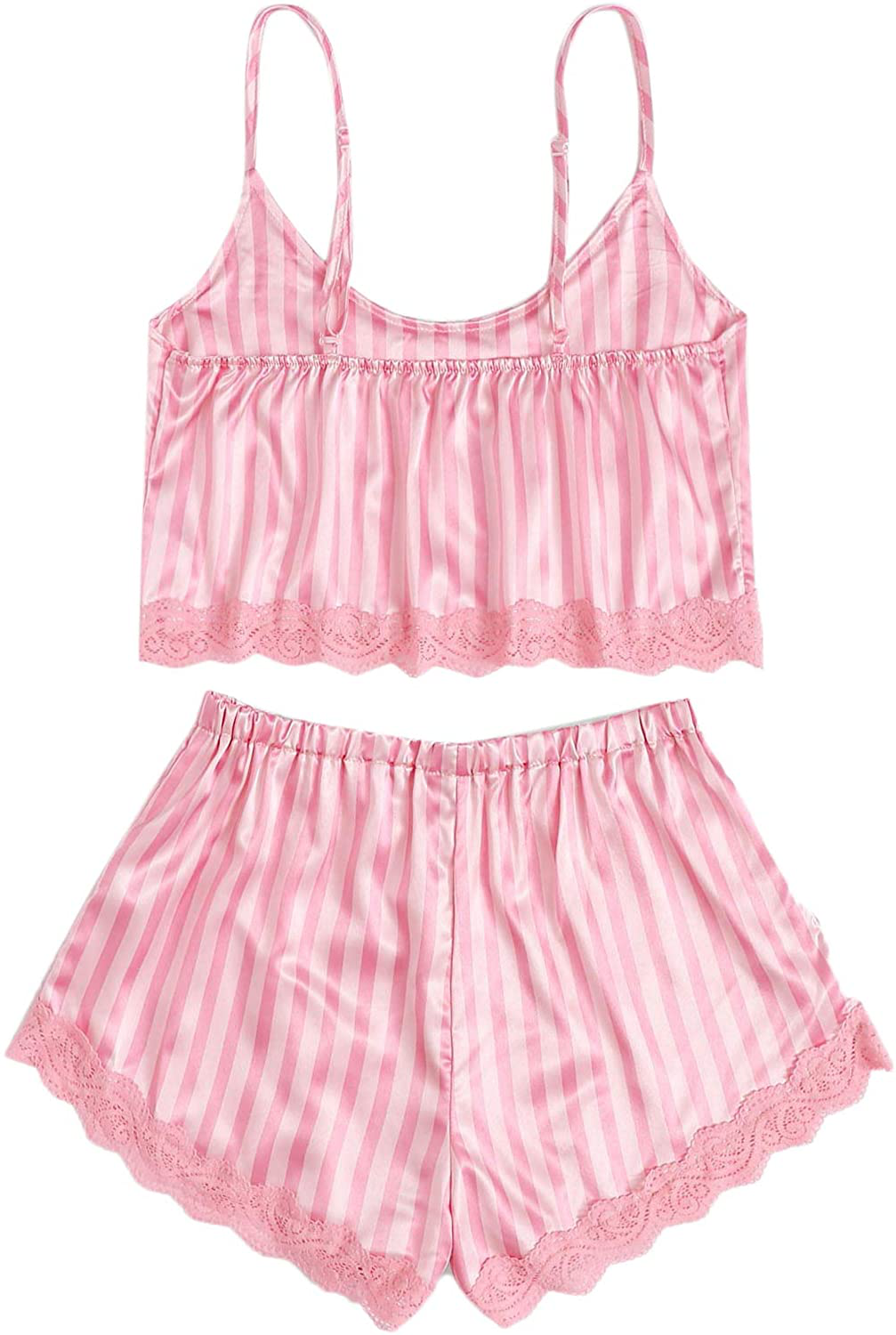 Sweatyrocks Women'S Satin Lace Sleepwear Cami Top and Shorts Pajama Set Apparel & Accessories > Clothing > Sleepwear & Loungewear Kylie Max   