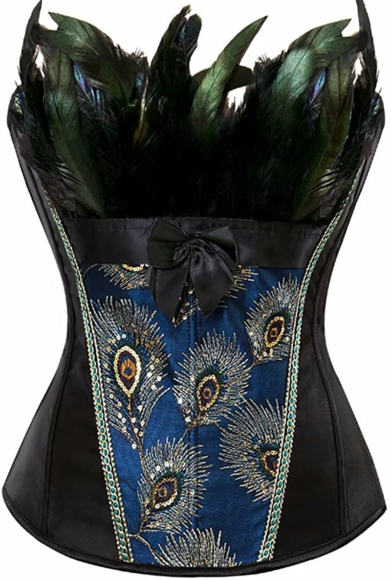 Corset Top Bustier Women'S Overbust Satin Floral Lace up Trim plus Size Bodyshaper Apparel & Accessories > Clothing > Underwear & Socks > Lingerie jutrisujo 2871black X-Large 