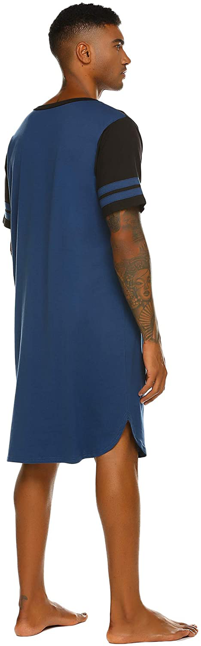 Ekouaer Nightgowns Mens V Neck Long Sleeve Sleepwear Big&Tall Pajama Sleeping Wear Loungewear Nightshirts M-XXXL Apparel & Accessories > Clothing > Sleepwear & Loungewear > Nightgowns Kylie Max   