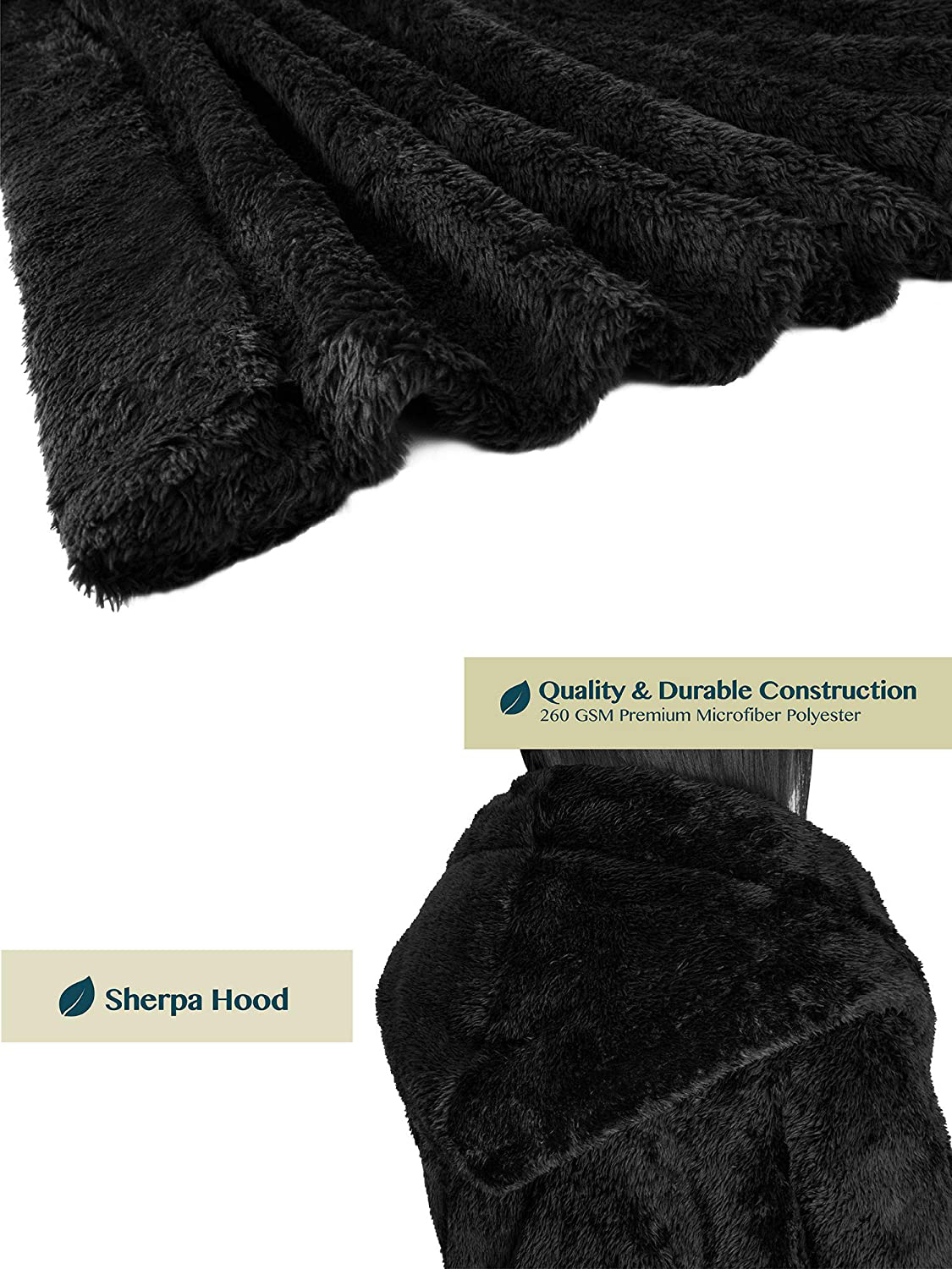 PAVILIA Women Hooded Plush Soft Robe | Fluffy Warm Fleece Sherpa Shaggy Bathrobe Apparel & Accessories > Clothing > Sleepwear & Loungewear > Robes Kylie Max   