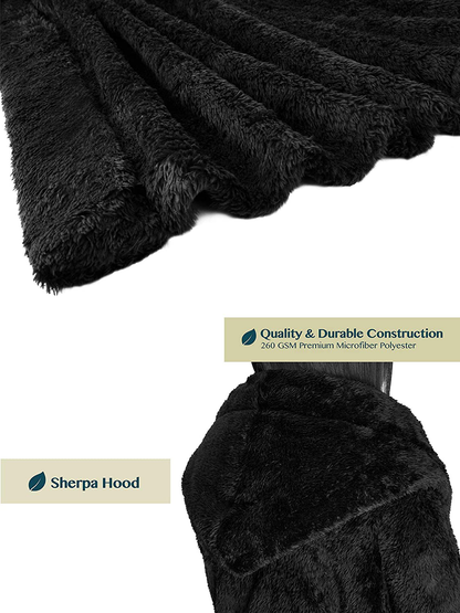 PAVILIA Women Hooded Plush Soft Robe | Fluffy Warm Fleece Sherpa Shaggy Bathrobe Apparel & Accessories > Clothing > Sleepwear & Loungewear > Robes Kylie Max   