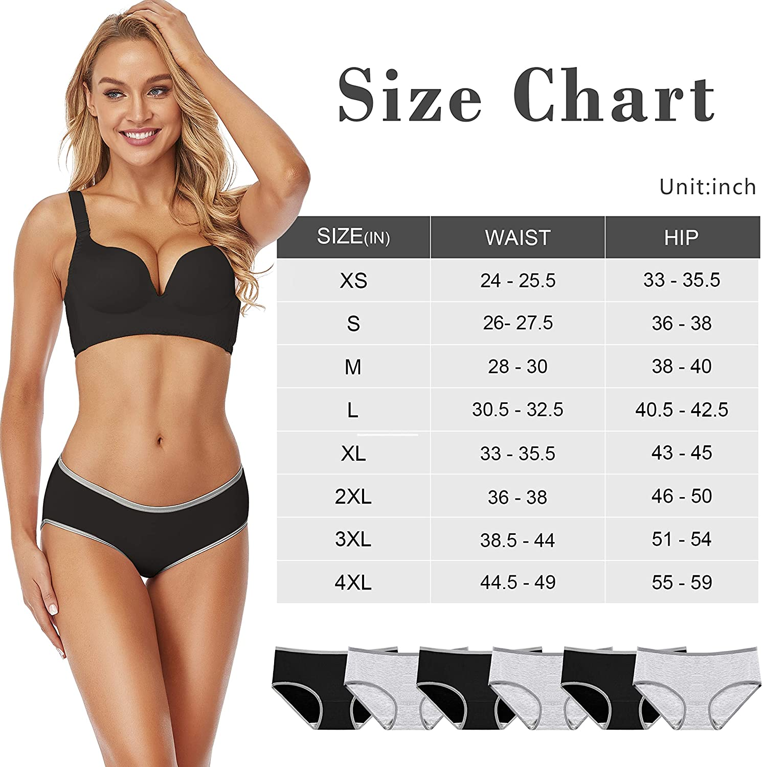 Cotton Full Coverage Underwear Womens Panties No Ride up Hipster Soft Breathable Stretch Bikini Ladies Briefs 6 Pack Apparel & Accessories > Clothing > Underwear & Socks > Underwear DUKAWA   