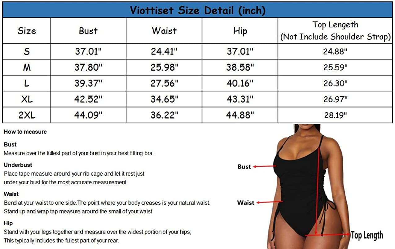 Viottiset Women'S Ruched High Cut One Piece Swimsuit Tummy Control Monokini Bikini Apparel & Accessories > Clothing > Swimwear Kylie Max   