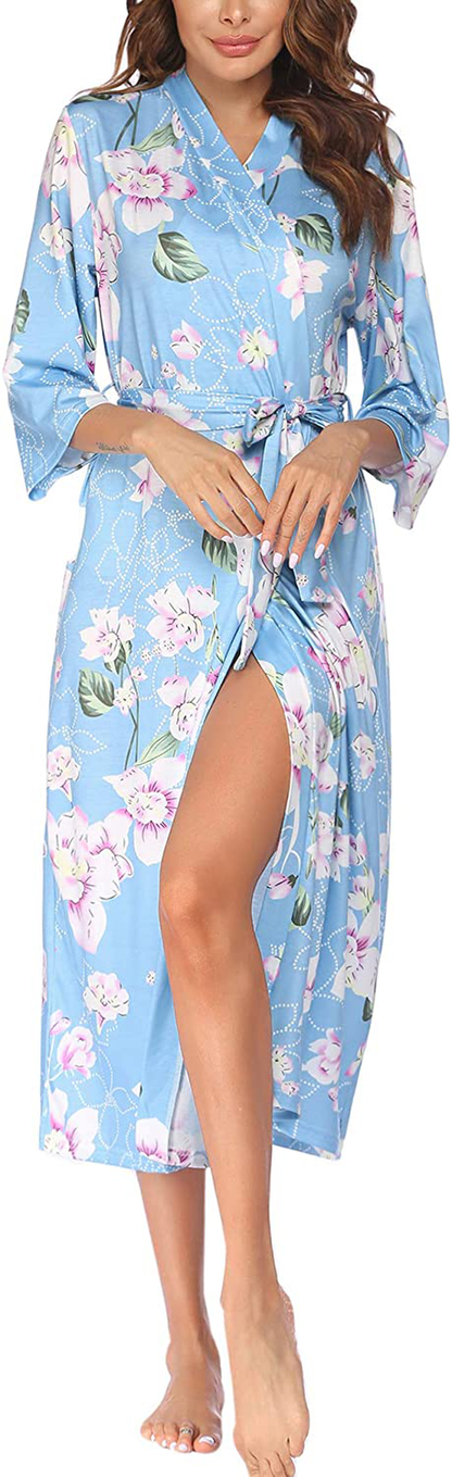 Ekouaer Womens Robes, Lightweight Cotton Robe Soft Sleepwear Ladies Loungewear Dressing Gown Long Bathrobe Apparel & Accessories > Clothing > Sleepwear & Loungewear > Robes Ekouaer   
