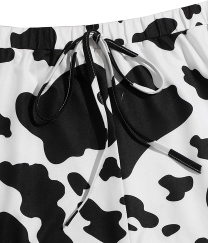 Shein Women'S Sleepwear Set Cow Print Cami Top with Drawstring Shorts Casual Cute Pajama Set Apparel & Accessories > Clothing > Sleepwear & Loungewear Kylie Max   