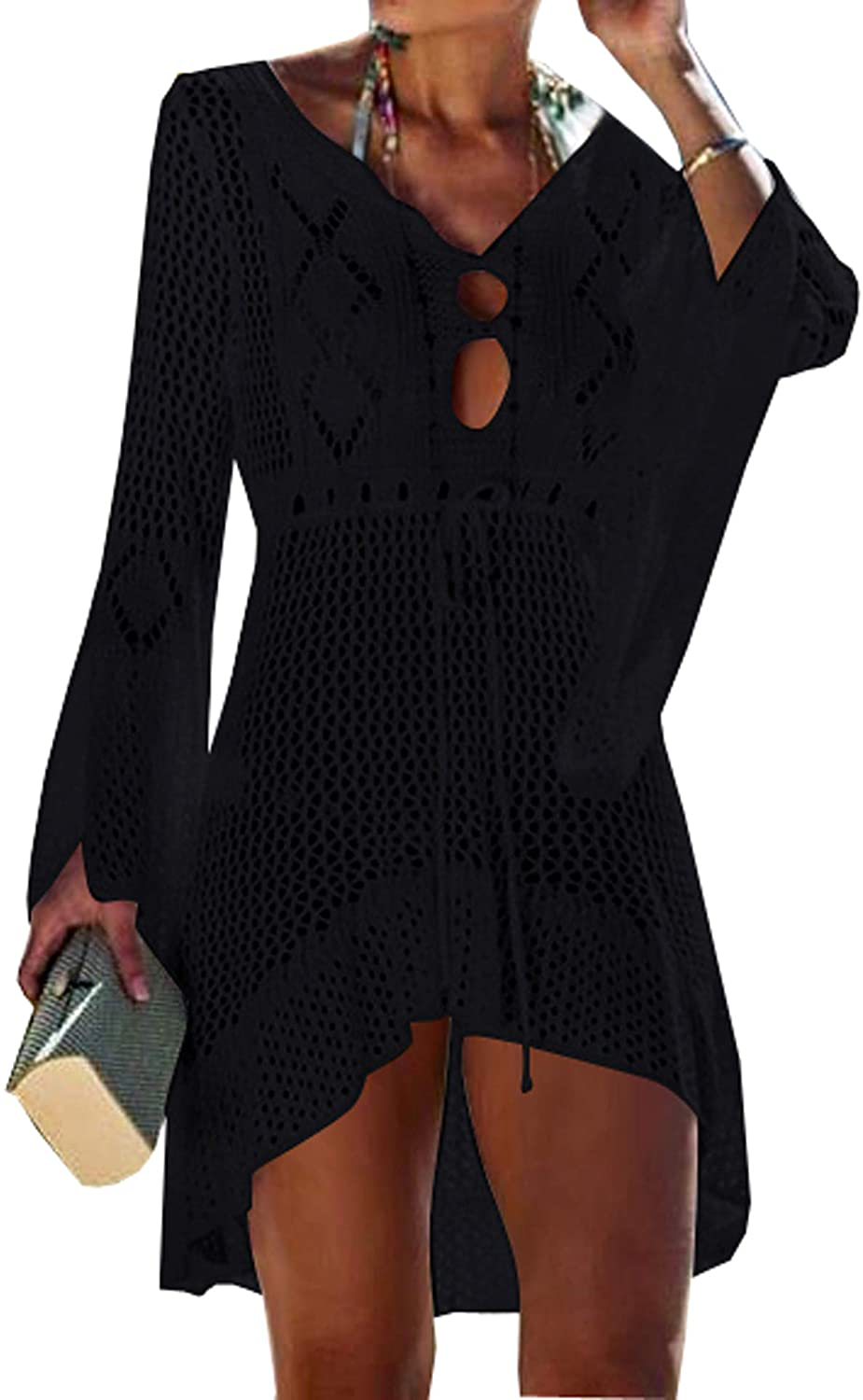 Wander Agio Beach Tops Sexy Perspective Cover Dresses Bikini Cover-Ups Net Coverups Apparel & Accessories > Clothing > Swimwear Kylie Max   