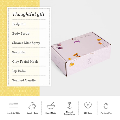 Spa Gift Set, Pampering Relaxing Box, Citrus Care Package for Women, Including 9 pc- Soap Bar, Facial Mask, Mist, Body Oil, Lip Balm, Cosmetic Bag, Scrub, Soy Candle & Sponge by Lizush. Arts & Entertainment > Party & Celebration > Gift Giving Lizush   