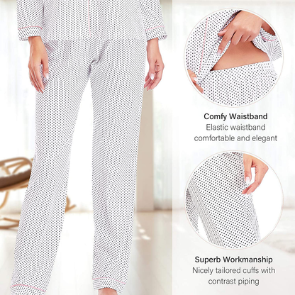 Eiggam Pajamas for Women Lounge Cotton Sleepwear Comfy Soft Long Button Down Pjs Set Pajamas Set Apparel & Accessories > Clothing > Sleepwear & Loungewear > Pajamas Eiggam   