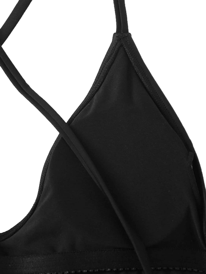 SOLY HUX Women'S Plunge Neck Cross Back High Cut One Piece Bathing Suits Swimsuit Apparel & Accessories > Clothing > Swimwear Kylie Max   