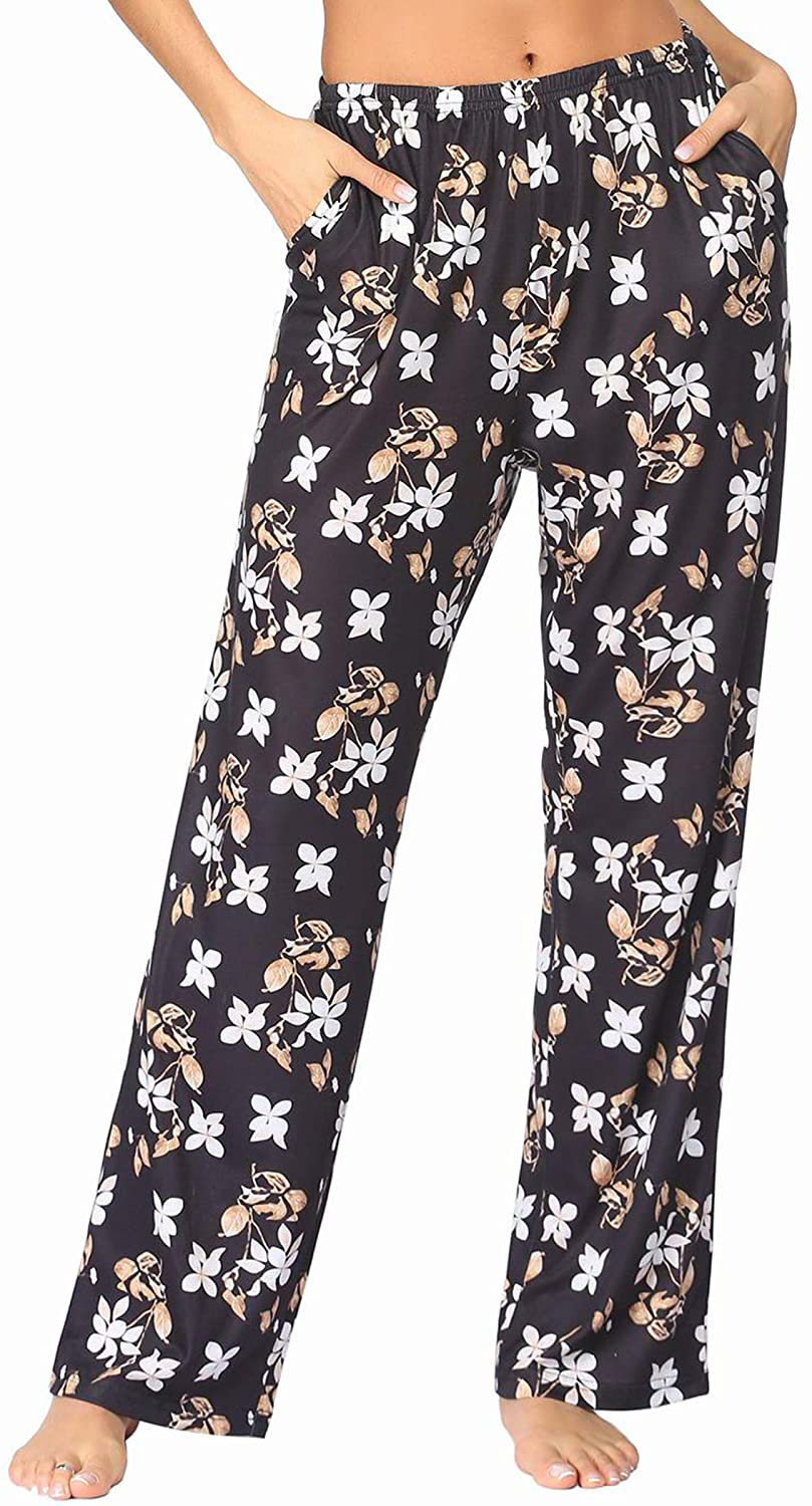 Ekouaer Pajama Pants Women'S Casual Lounge Pants Soft Cotton Sleepwear Pj Bottoms with Pockets S-XXL Apparel & Accessories > Clothing > Sleepwear & Loungewear > Pajamas Kylie Max   