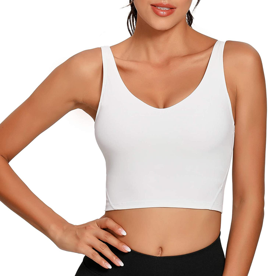 Lemedy Women Sports Bra Longline Crop Tank Top Padded Workout Running Yoga Apparel & Accessories > Clothing > Underwear & Socks > Bras Kylie Max   