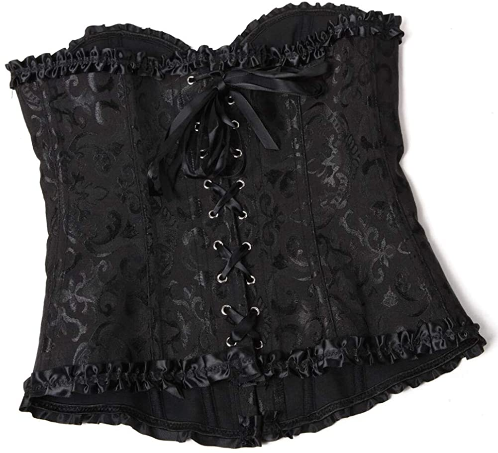 Women Lace up Back Sexy Floral Corset for Women Lingerie Bustier Top plus Size Apparel & Accessories > Clothing > Underwear & Socks > Lingerie Zhitunemi   
