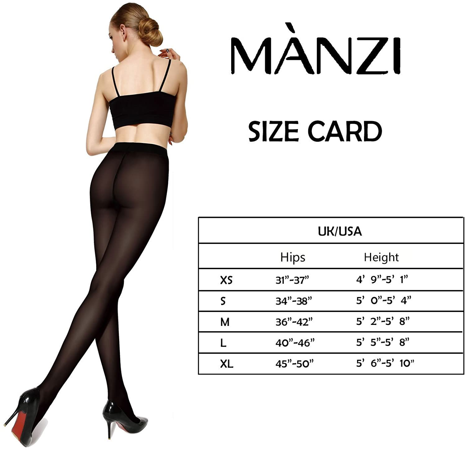 MANZI Run Resistant Control Top Panty Hose Opaque Tights Apparel & Accessories > Clothing > Underwear & Socks > Shapewear MANZI   