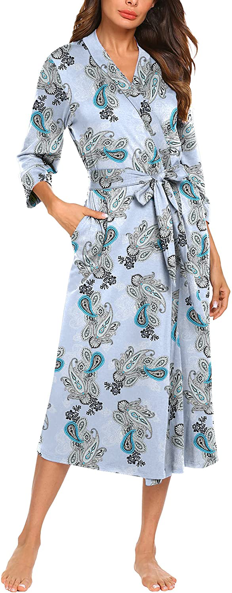 MAXMODA Women Kimono Robes Long Knit Bathrobe Soft Robe Casual Ladies Loungewear S-3XL Apparel & Accessories > Clothing > Sleepwear & Loungewear > Robes MAXMODA   