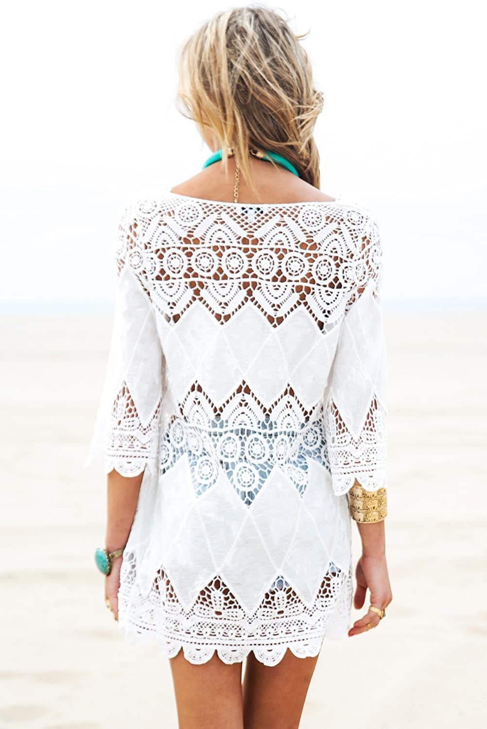 Jeasona Women'S Bathing Suit Cover up Lace Crochet Pool Swim Beach Dress Apparel & Accessories > Clothing > Swimwear Kylie Max   