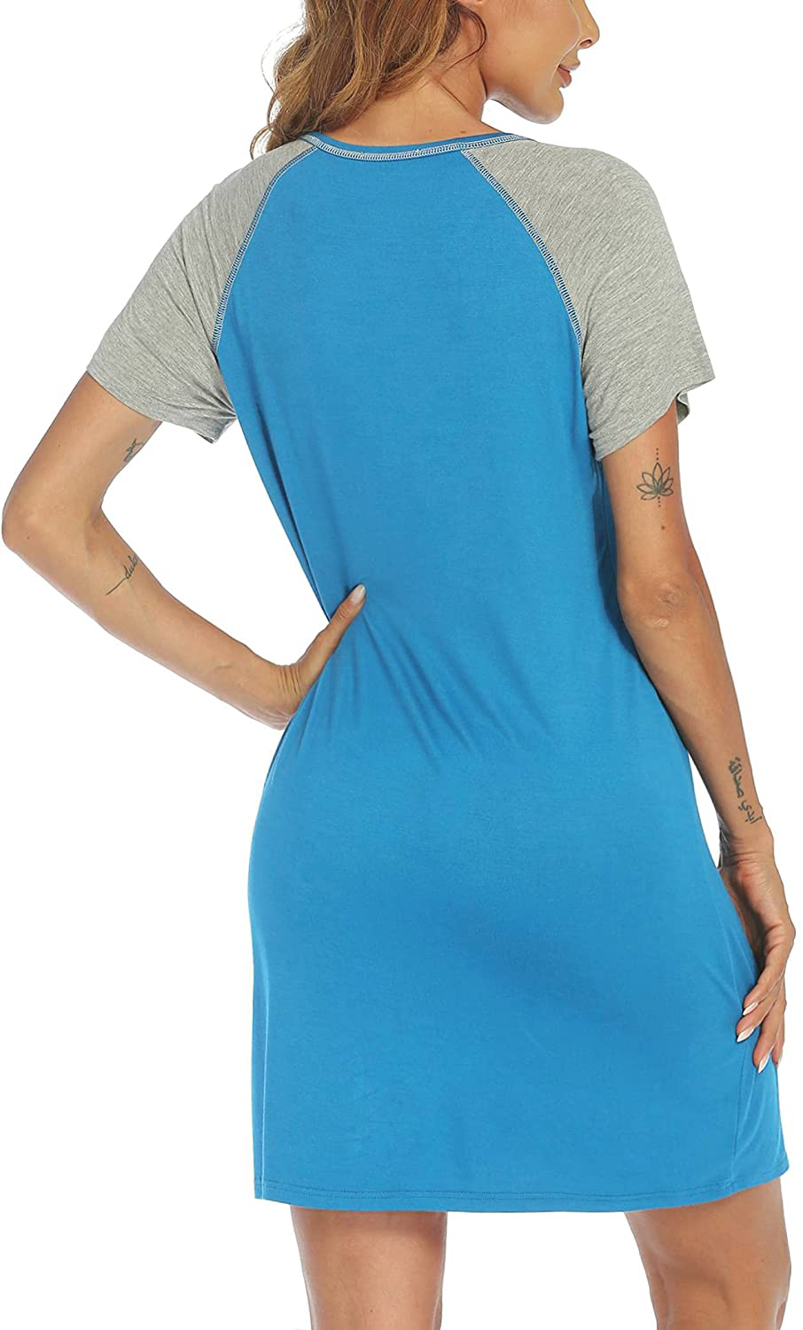 Ekouaer Women'S Short Sleeve V-Neck Nightgown Soft Sleeping Shirts Loungewear Nightshirts Apparel & Accessories > Clothing > Sleepwear & Loungewear > Nightgowns Kylie Max   