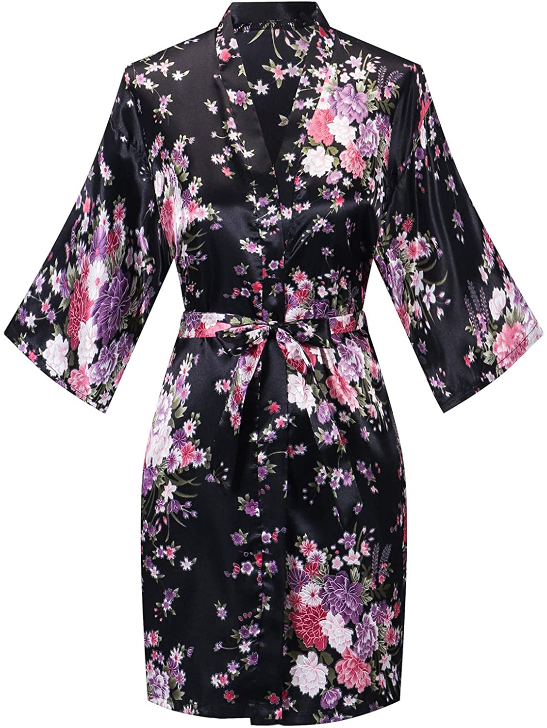 Women'S Floral Silk Kimono Robes Bridesmaid Satin Robes Wedding Party Sleepwear Apparel & Accessories > Clothing > Sleepwear & Loungewear > Robes MissNina   
