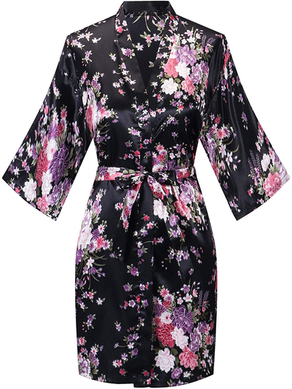 Women'S Floral Silk Kimono Robes Bridesmaid Satin Robes Wedding Party Sleepwear Apparel & Accessories > Clothing > Sleepwear & Loungewear > Robes MissNina   