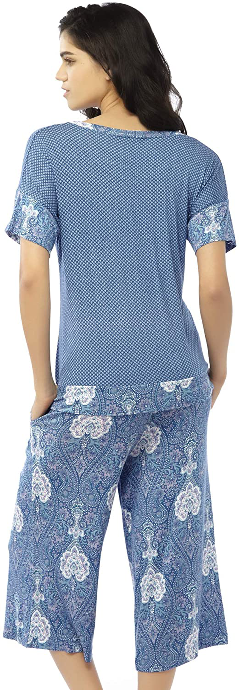 INK+IVY Pajamas for Women-Rayon Spandex Short Sleeve and Capri Pants Pj Set Nightwear, Casual Soft Breathable Sleepwear Apparel & Accessories > Clothing > Sleepwear & Loungewear > Pajamas Kylie Max   