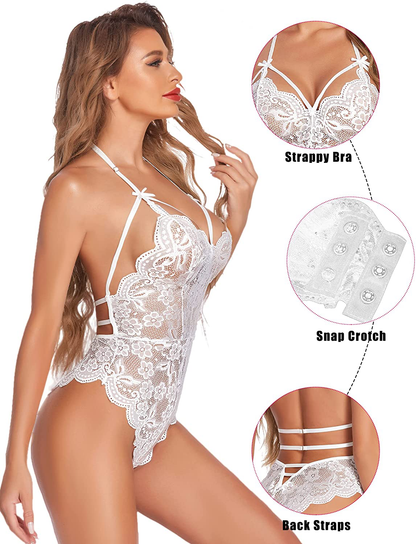 Avidlove Teddy Lingerie for Women Snap Crotch Lace Bodysuit Strappy One Piece Babydoll Apparel & Accessories > Clothing > Underwear & Socks > Lingerie Avidlove   