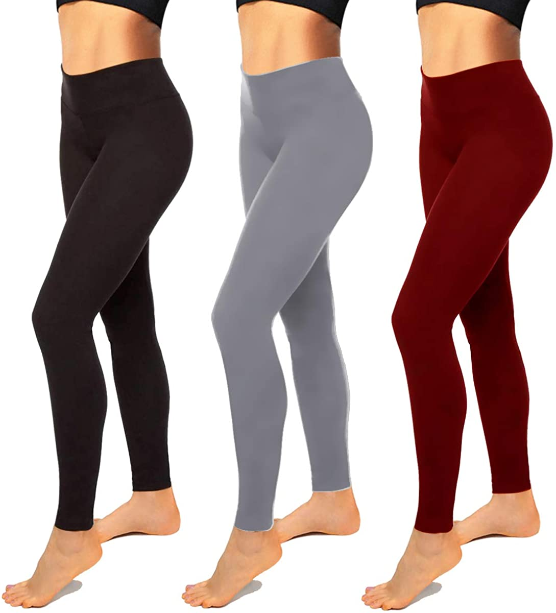 High Waisted Leggings for Women-Womens Black Seamless Workout Leggings Running Tummy Control Yoga Pants Reg&Plus Size Apparel & Accessories > Clothing > Underwear & Socks > Shapewear Hi Clasmix 3 Pack Black,light Gray,burgundy Large-X-Large 