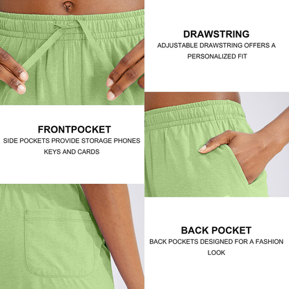 G Gradual Women'S Bermuda Shorts Jersey Shorts with Deep Pockets 7" Long Shorts for Women Lounge Walking Athletic Apparel & Accessories > Clothing > Shorts Kylie Max   