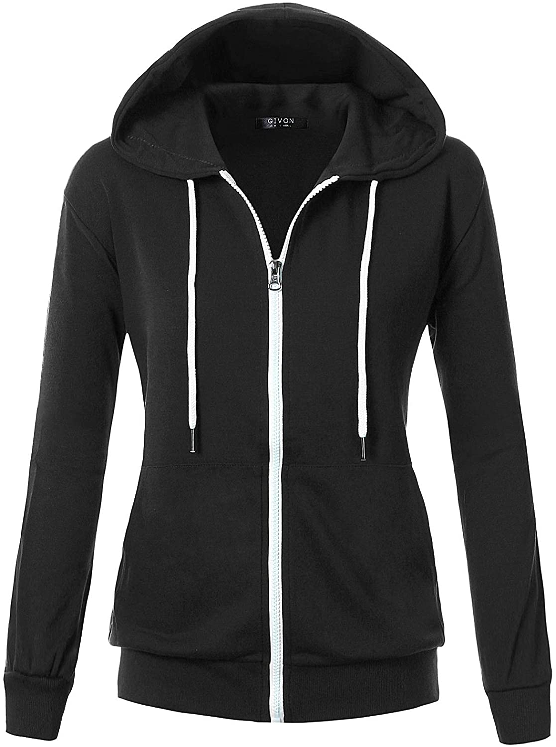 GIVON Womens Comfortable Long Sleeve Lightweight Zip-Up Hoodie with Kanga Pocket(Xs~4Xl) Apparel & Accessories > Clothing > Activewear Kylie Max   