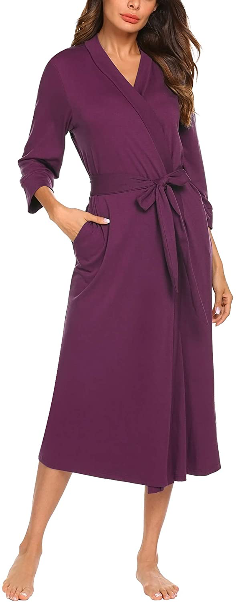 MAXMODA Women Kimono Robes Long Knit Bathrobe Soft Robe Casual Ladies Loungewear S-3XL Apparel & Accessories > Clothing > Sleepwear & Loungewear > Robes MAXMODA   