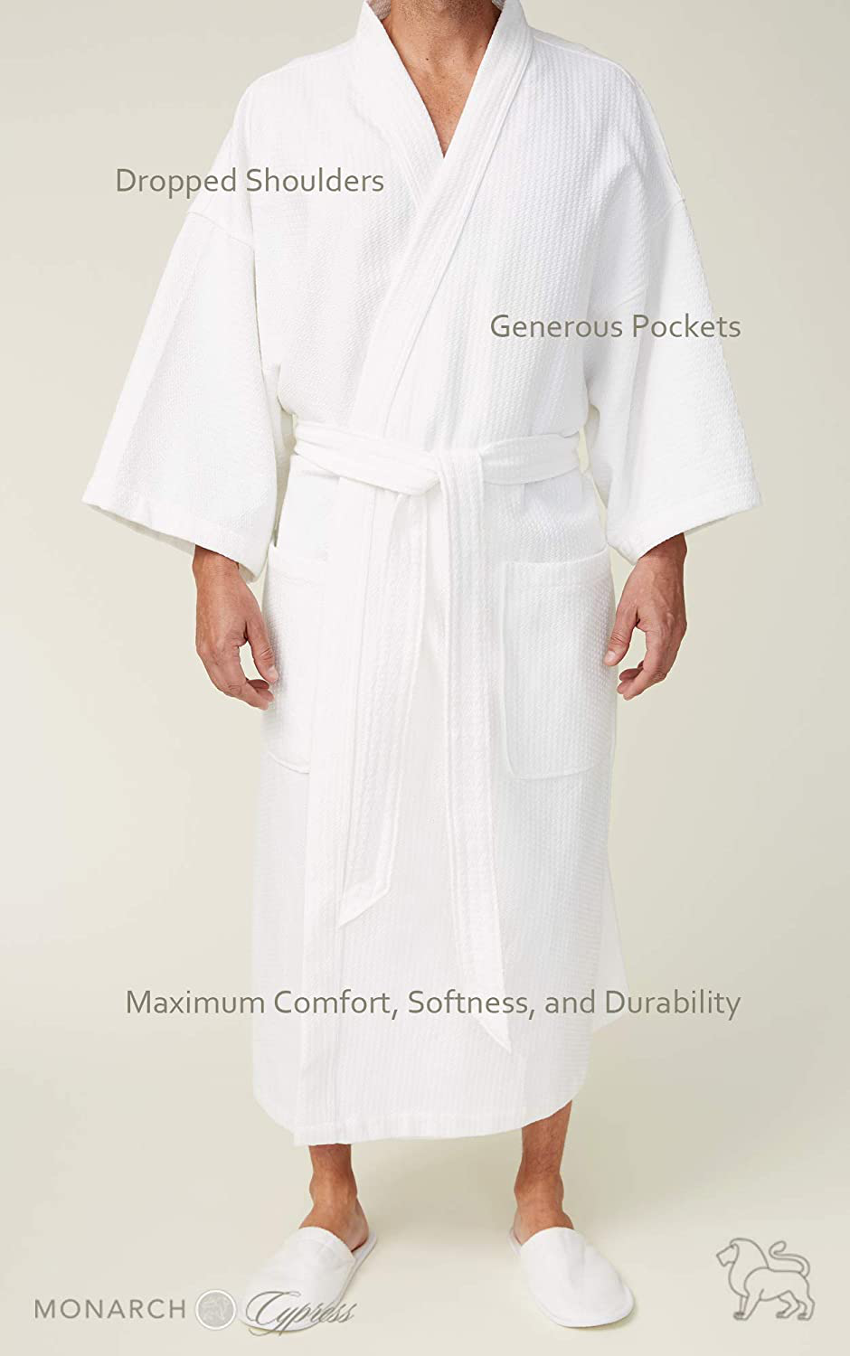 MONARCH Diamond Waffle Spa Kimono Robe - Soft Light Hotel Bathrobe Cypress Apparel & Accessories > Clothing > Sleepwear & Loungewear > Robes Kylie Max   