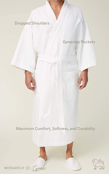 MONARCH Diamond Waffle Spa Kimono Robe - Soft Light Hotel Bathrobe Cypress Apparel & Accessories > Clothing > Sleepwear & Loungewear > Robes Kylie Max   