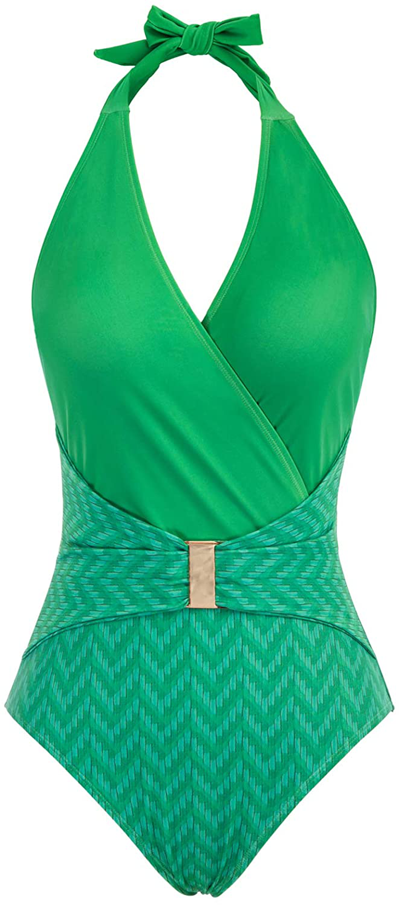 GRACE KARIN Women'S Halter Swimwear V Neck Stripe One-Piece Swimsuit Monokini  Kylie Max   